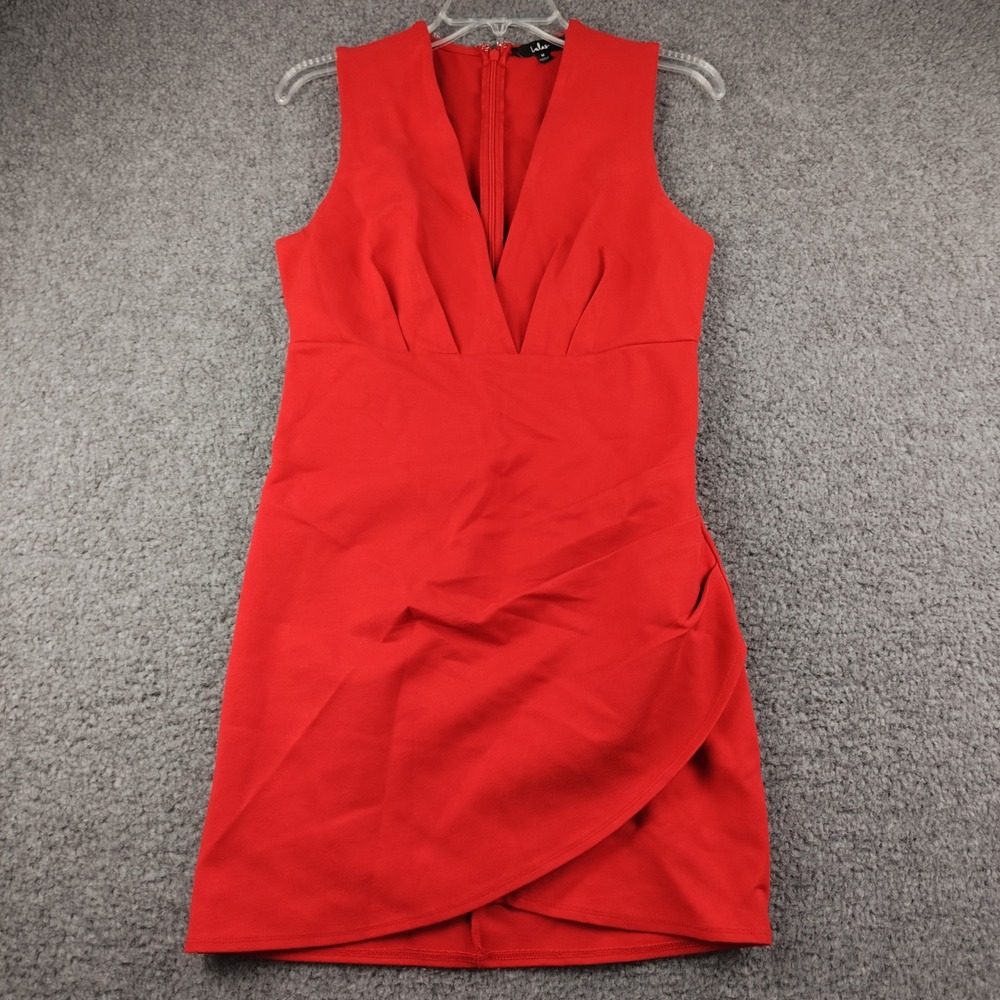 Lulus Dress Womens Medium Red Sleeveless V-Neck Wrap Skirt Mini Stretch EUC
